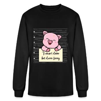 Pig was not clever but funny - Men's Long Sleeve T-Shirt - black - Front