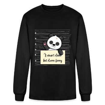 Panda was not clever but funny - Men's Long Sleeve T-Shirt - black - Front