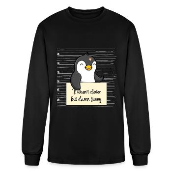 Penguin was not clever but funny - Men's Long Sleeve T-Shirt - black - Front
