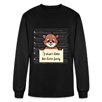 Beaver was not clever but funny - Men's Long Sleeve T-Shirt - black - Front