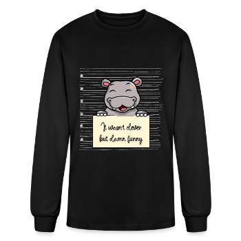 Hippo was not clever but funny - Men's Long Sleeve T-Shirt - black - Front