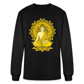 Buddha Nirvana Paix Méditation Spirituelle Yoga - T-shirt à manches longues Homme - noir - Devant
