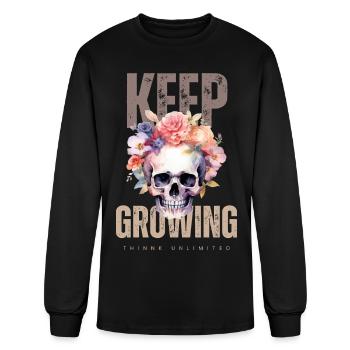 T-shirt crâne floral continue de cultiver - T-shirt à manches longues Homme - noir - Devant