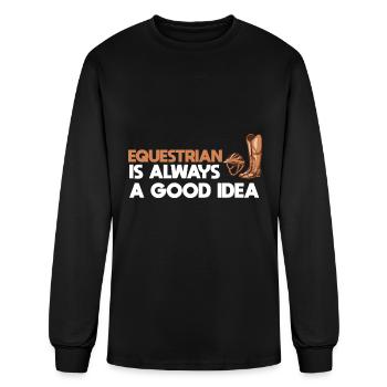 Horse Riding Equestrian - Men's Long Sleeve T-Shirt - black - Front