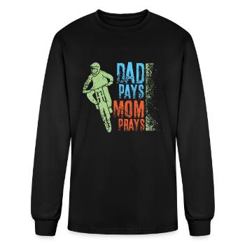 Dad Pays Mom Prays Mountain Bike - Men's Long Sleeve T-Shirt - black - Front