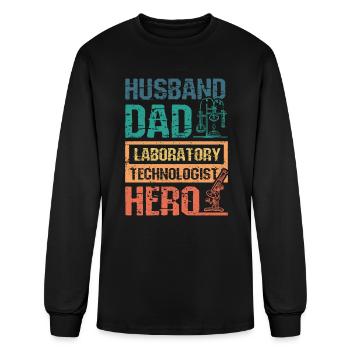 Husband dad laboratory technologist hero - Men's Long Sleeve T-Shirt - black - Front