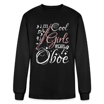 Cool girls play oboe - Men's Long Sleeve T-Shirt - black - Front