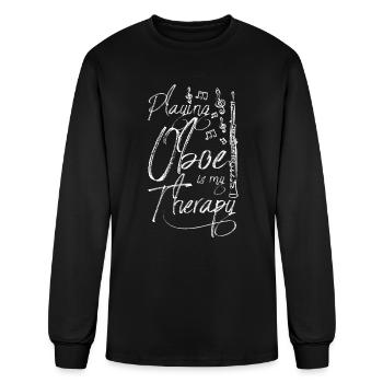 Playing oboe is my therapy - Men's Long Sleeve T-Shirt - black - Front