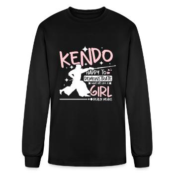 Kendo happy to demonstrate what hit like a girl - Men's Long Sleeve T-Shirt - black - Front