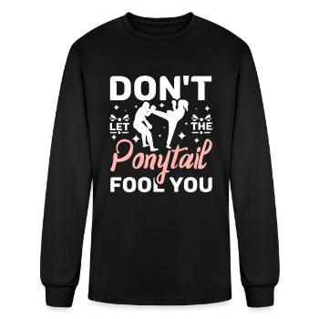 Don't let the ponytail fool you - Men's Long Sleeve T-Shirt - black - Front