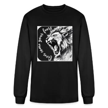 Overcome Your Fears Lion Design - Men's Long Sleeve T-Shirt - black - Front