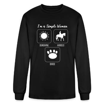 I'm A Simple Woman Sunshine Horses Dogs Rider - Men's Long Sleeve T-Shirt - black - Front