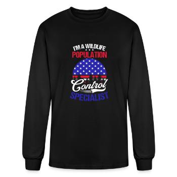 Hunting American Flag Population Control Special - Men's Long Sleeve T-Shirt - black - Front