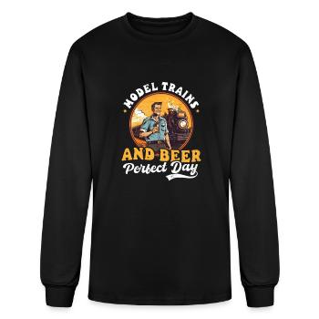 Model Railroad Model Trains And Beer - Men's Long Sleeve T-Shirt - black - Front
