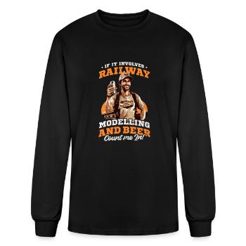 Model Railroad Railway Modelling And Beer - Men's Long Sleeve T-Shirt - black - Front