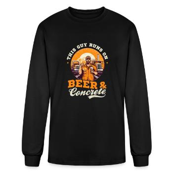 Road Worker Runs On Beer And Concrete - Men's Long Sleeve T-Shirt - black - Front