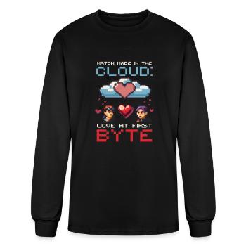 Geek Love Match Made in Cloud Love at First Byte - Men's Long Sleeve T-Shirt - black - Front