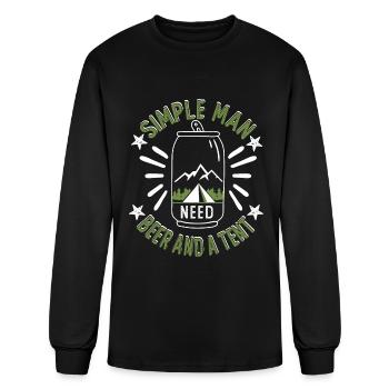 simple man Need beer and a tent - Men's Long Sleeve T-Shirt - black - Front