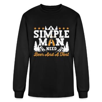 simple man Need beer and a tent - Men's Long Sleeve T-Shirt - black - Front