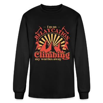 I'm on belaycation - climbing my worries away - Men's Long Sleeve T-Shirt - black - Front