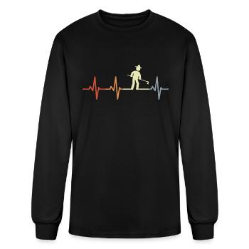 Farming Cardiogram Retro Style - Men's Long Sleeve T-Shirt - black - Front