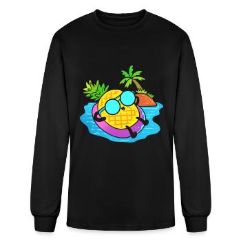 Pineapple Relaxing Tourist - Men's Long Sleeve T-Shirt - black - Front