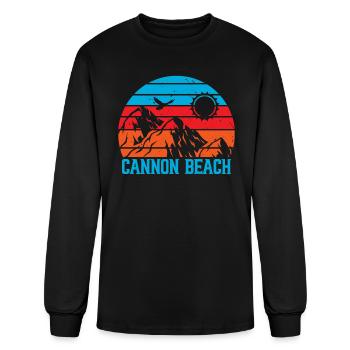 Cannon Beach Mountains Hiking Souvenir Oregon Trip - Men's Long Sleeve T-Shirt - black - Front