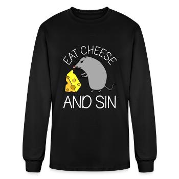 eat cheese and sin - Men's Long Sleeve T-Shirt - black - Front