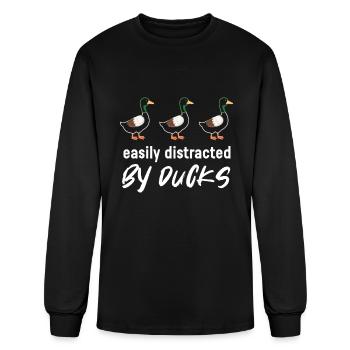 Facilement distrait par les canards Canard Oiseau - T-shirt à manches longues Homme - noir - Devant