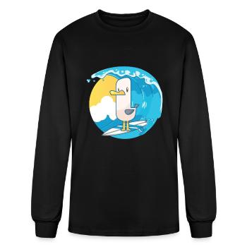 Surf Mouette Mignon Oiseau Enfants - T-shirt à manches longues Homme - noir - Devant