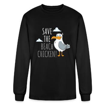 Save The Beach Poulet Mouette Oiseau Enfants - T-shirt à manches longues Homme - noir - Devant