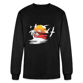 Insel Mouette Mignon Oiseau Enfants - T-shirt à manches longues Homme - noir - Devant