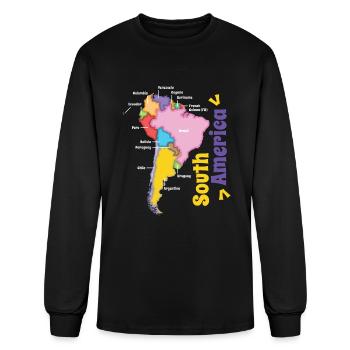 Colorful Map Of South America - Men's Long Sleeve T-Shirt - black - Front