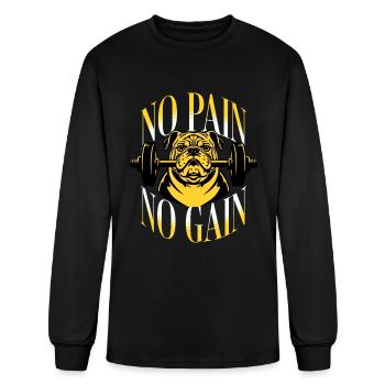 No Pain No Gain T Shirt DesignTemplate - Men's Long Sleeve T-Shirt - black - Front