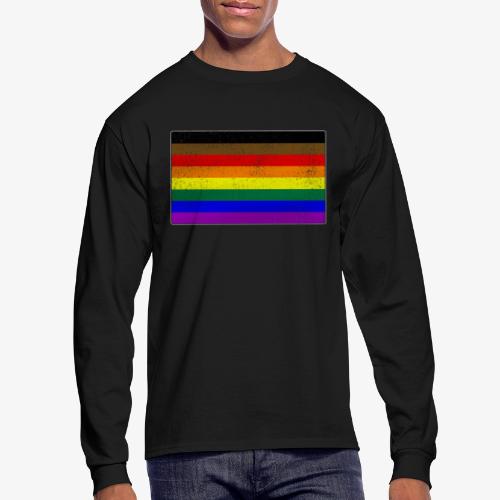Distressed Philly LGBTQ Gay Pride Flag - Men's Long Sleeve T-Shirt