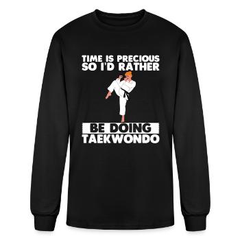 Time Is Precious So I'd Rather Be Doing Taekwondo2 - Men's Long Sleeve T-Shirt - black - Front
