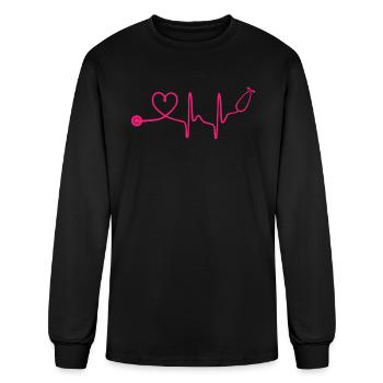 Stethoscope Heartbeat - Men's Long Sleeve T-Shirt - black - Front