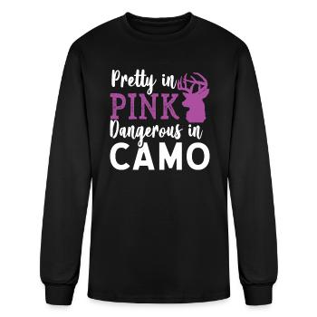 Pretty in Pink Dangerous in Camo Hunter Girl - Men's Long Sleeve T-Shirt - black - Front