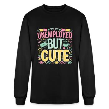 Unemployed But Cute 4 - Men's Long Sleeve T-Shirt - black - Front
