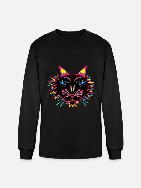 Cat Face - Men's Long Sleeve T-Shirt - black