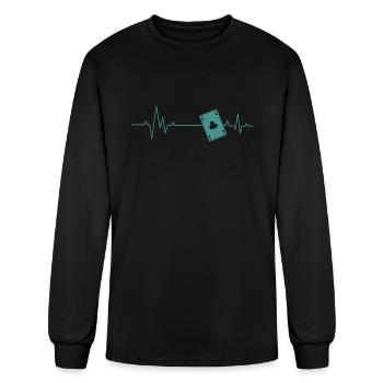 Heartbeat for playing Skat Card Game - Men's Long Sleeve T-Shirt - black - Front