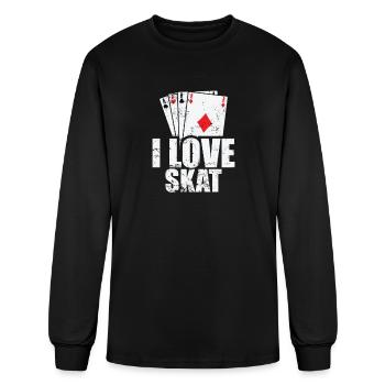 I Love Skat Card Game Charming Playing Cards - Men's Long Sleeve T-Shirt - black - Front