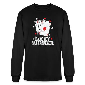Lucky Winner Ace Skat Poker Card Game - Men's Long Sleeve T-Shirt - black - Front