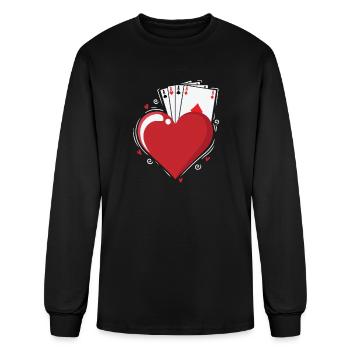 Cards Skat Heart Ace Poker Game Cards - Men's Long Sleeve T-Shirt - black - Front