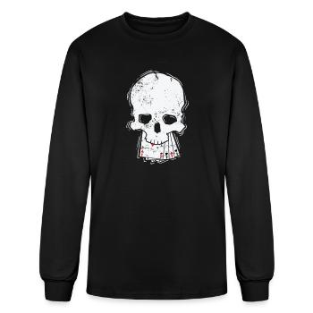 Skull with Cards Skat or Poker Card Game - Men's Long Sleeve T-Shirt - black - Front