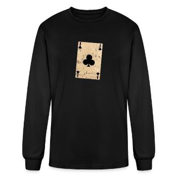 Ace of Clubs Poker or Skat Card Game - Men's Long Sleeve T-Shirt - black - Front