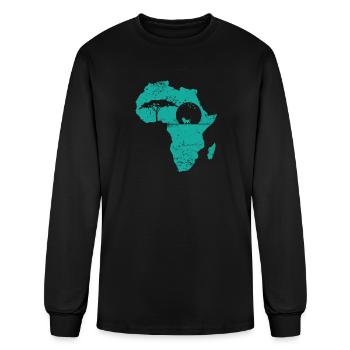 Safari Africa Population Continent Map - Men's Long Sleeve T-Shirt - black - Front