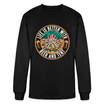 Life Is Better With Beer And Tent - Men's Long Sleeve T-Shirt - black - Front