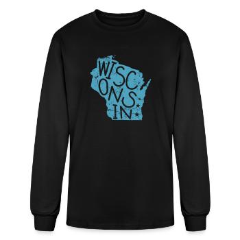 Wisconsin États-Unis Amérique État - T-shirt à manches longues Homme - noir - Devant