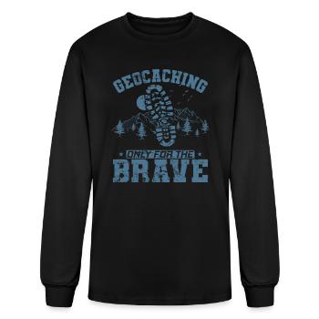 Geocaching Only For The Brave - Men's Long Sleeve T-Shirt - black - Front